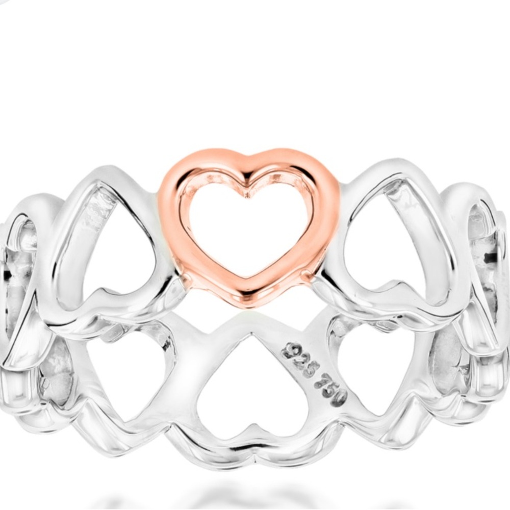 Tiffany and Co. Rose Gold and Silver Interlocking Heart Ring